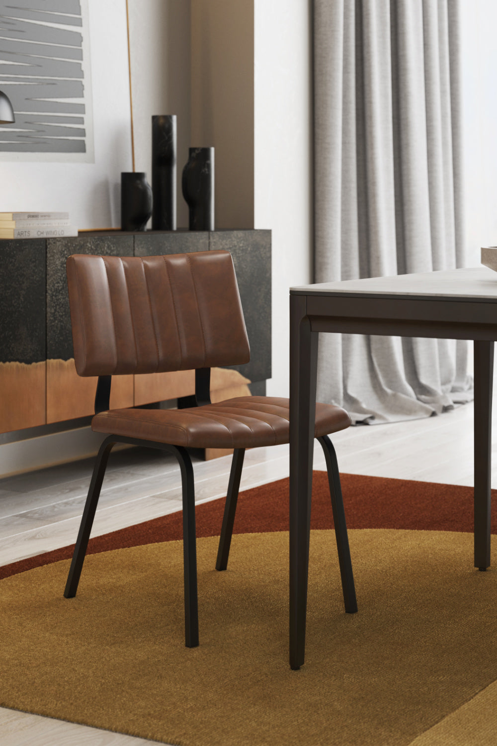Modern European furniture - Leather Look Industrial Dining Chairs (2) - www.oroa.com | Oroa.com