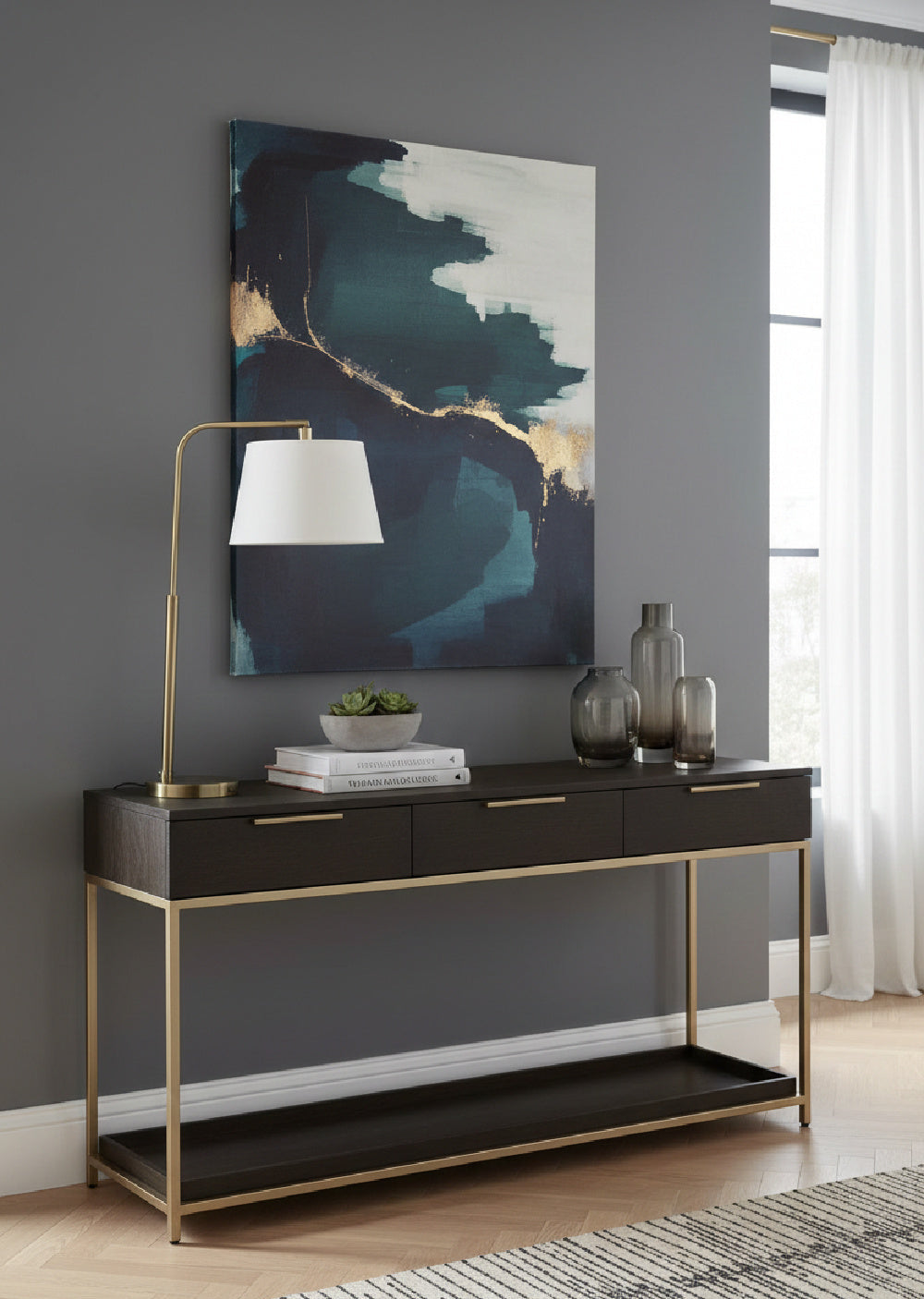 Modern European furniture - Gray Oak 3-Drawer Console Table - www.oroa.com | Oroa.com