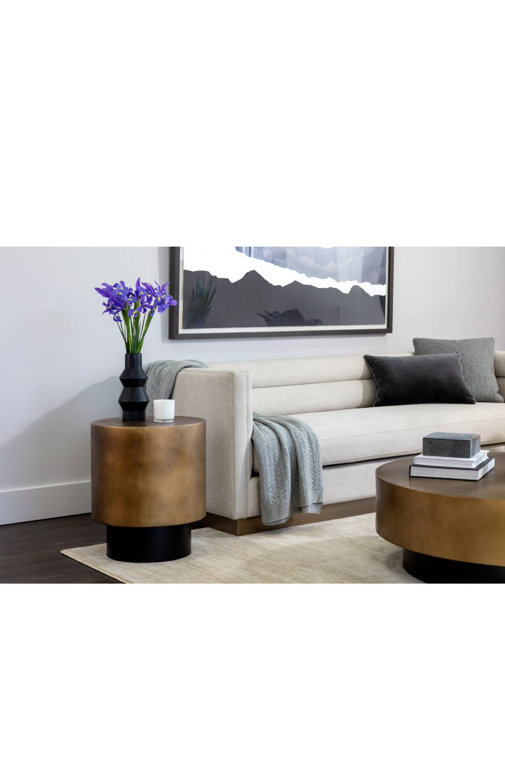 Modern European furniture - Antique Brass Round End Table - www.oroa.com | Oroa.com