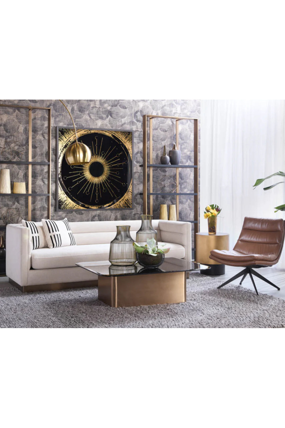 Modern European furniture - Antique Brass Round End Table - www.oroa.com | Oroa.com