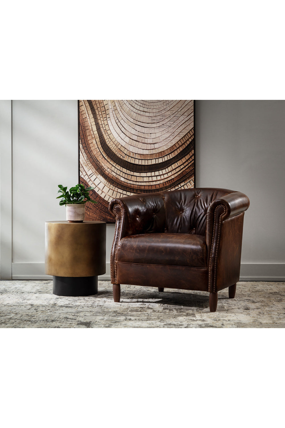 Modern European furniture - Antique Brass Round End Table - www.oroa.com | Oroa.com