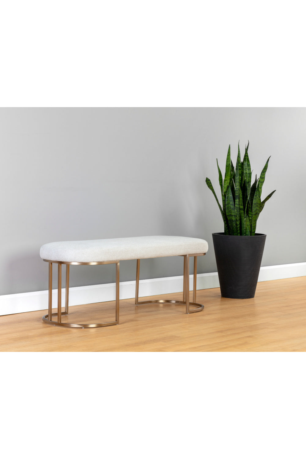 Modern European furniture - Oval Cream Fabric Bench - www.oroa.com | Oroa.com