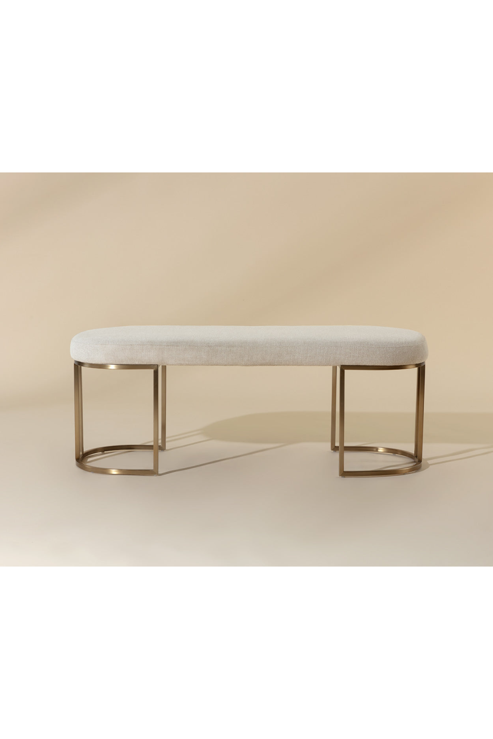 Modern European furniture - Oval Cream Fabric Bench - www.oroa.com | Oroa.com