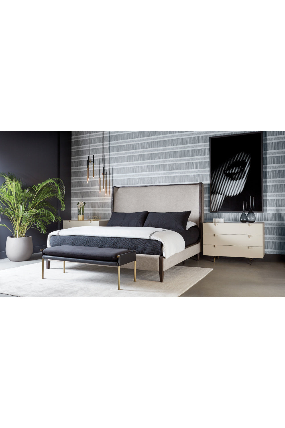 Modern European furniture - Brass Frame Modern Bench - www.oroa.com | Oroa.com