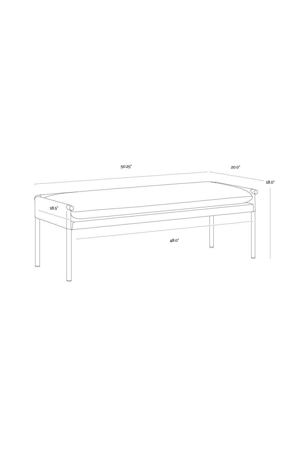 Modern European furniture - Brass Frame Modern Bench - www.oroa.com | Oroa.com