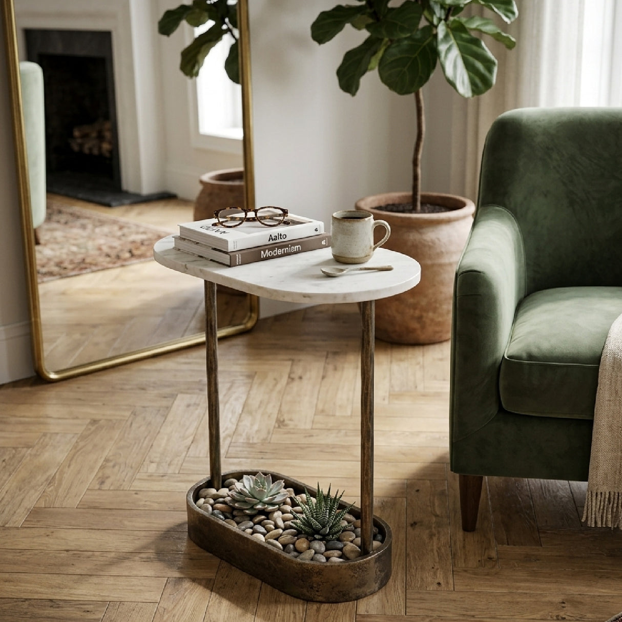 Modern European furniture Oval White Marble End Table - www.oroa.com | Oroa.com