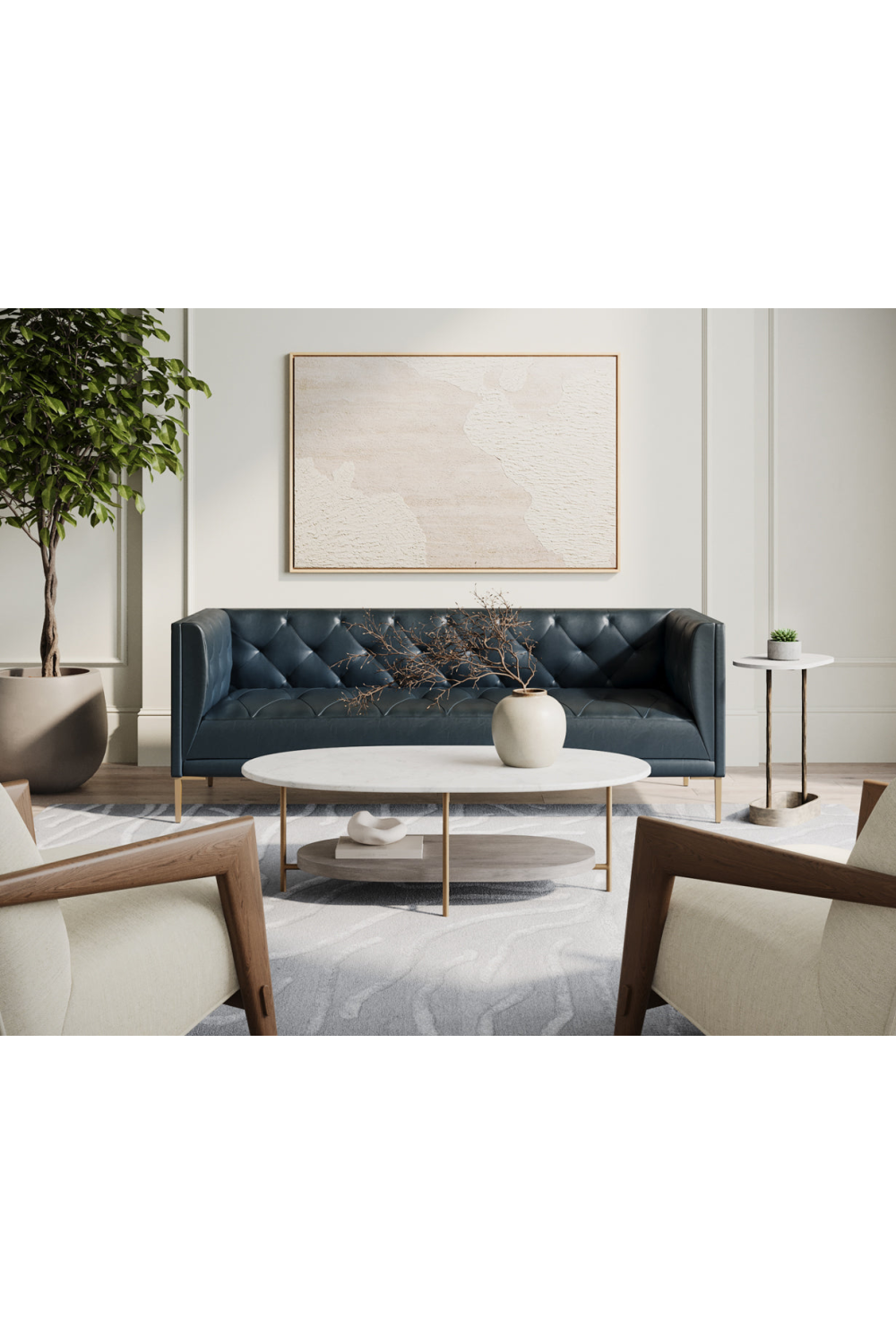 Modern European furniture Oval White Marble End Table - www.oroa.com | Oroa.com