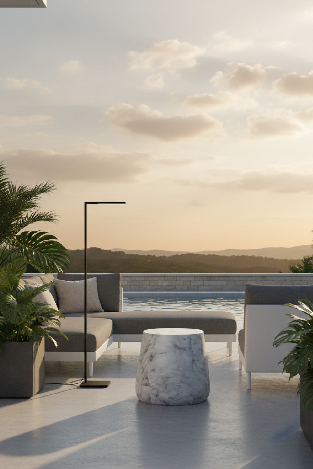 Modern European furniture - Marble Look Indoor/Outdoor Concrete End Table - www.oroa.com | Oroa.com