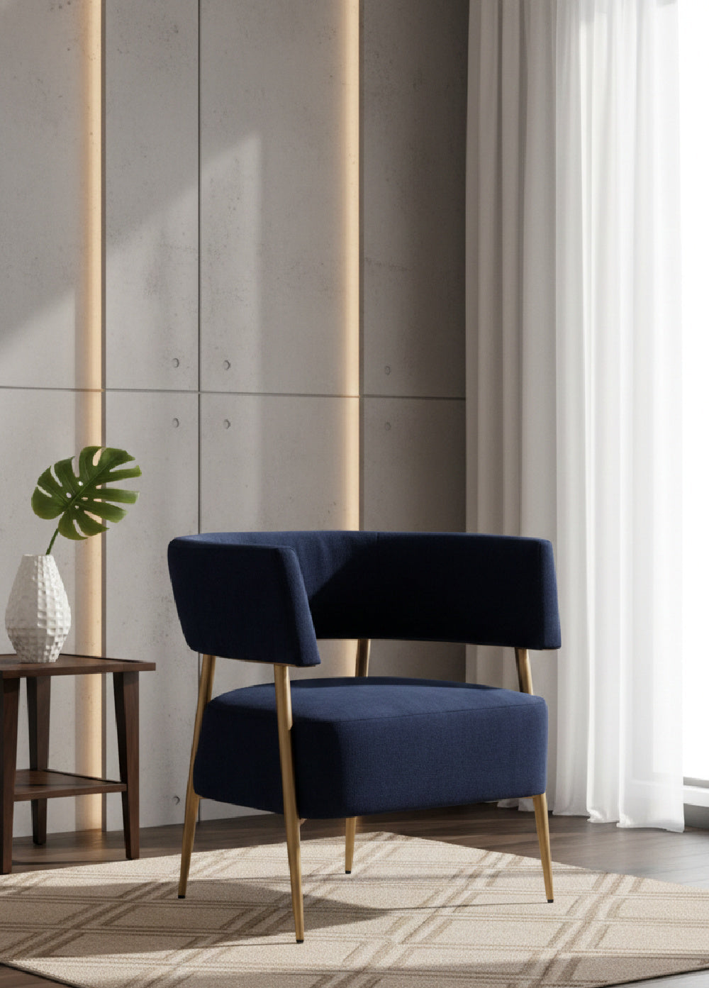 Modern European furniture - Antique Brass Legs Lounge Chair - www.oroa.com | Oroa.com