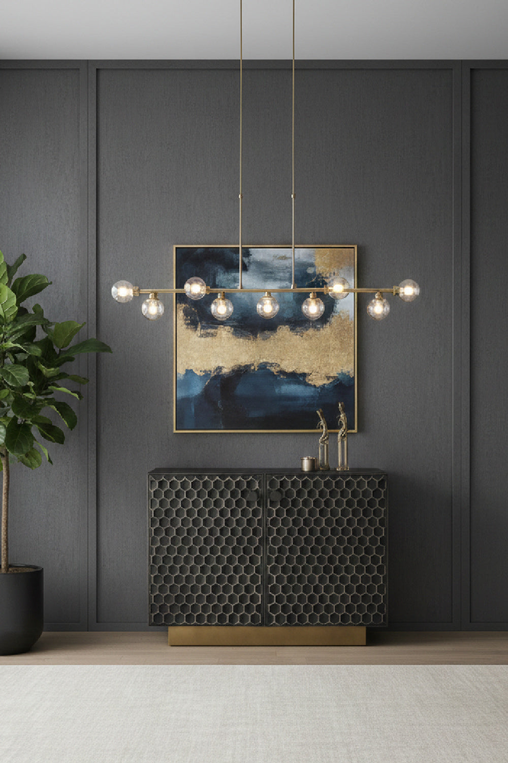 Modern European furniture - Black Iron Honeycomb Pattern Sideboard - www.oroa.com | Oroa.com