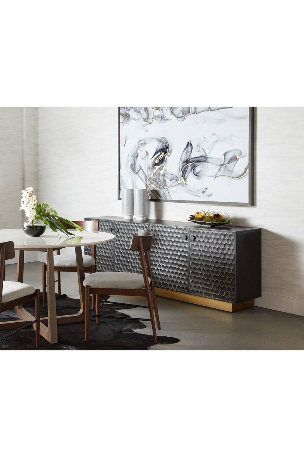 Modern European furniture - Black Iron Honeycomb Pattern Sideboard - www.oroa.com | Oroa.com