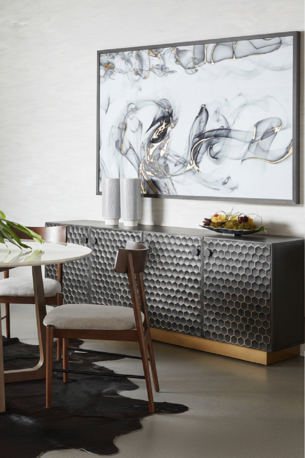 Modern European furniture - Black Iron Honeycomb Pattern Sideboard - www.oroa.com | Oroa.com