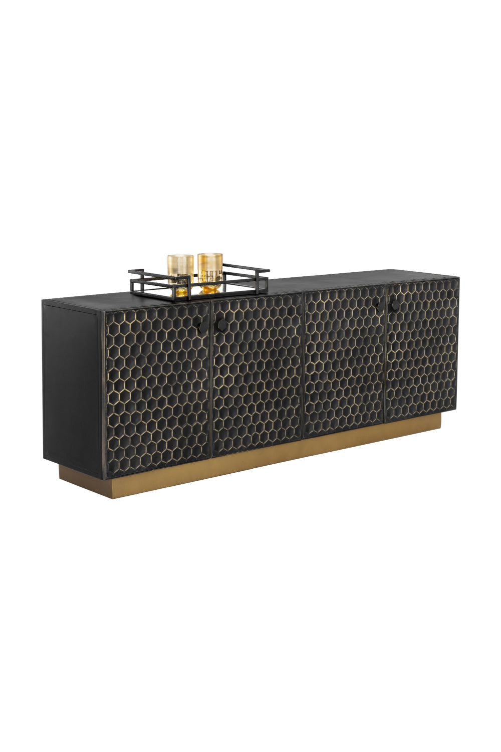 Modern European furniture - Black Iron Honeycomb Pattern Sideboard - www.oroa.com | Oroa.com