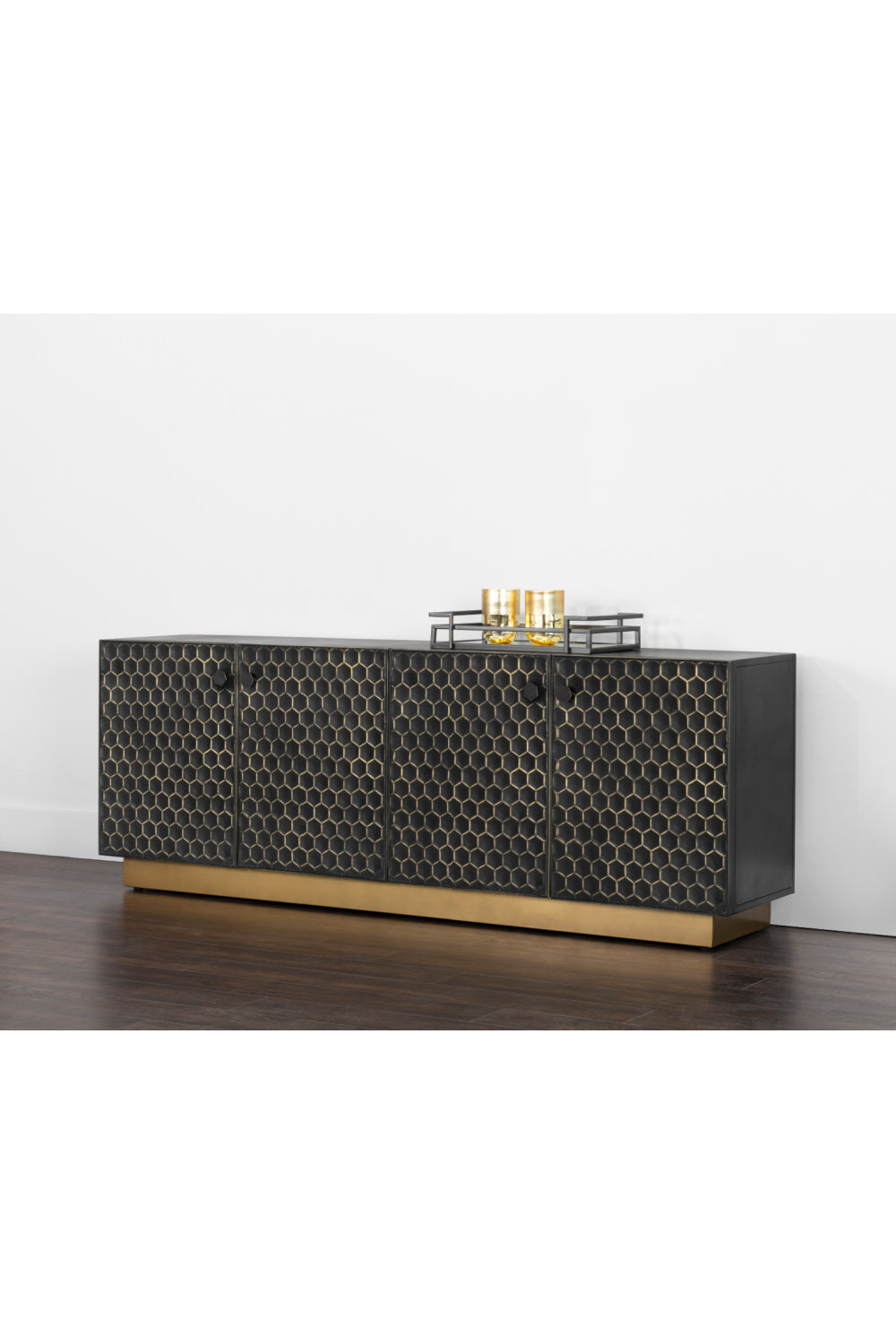 Modern European furniture - Black Iron Honeycomb Pattern Sideboard - www.oroa.com | Oroa.com
