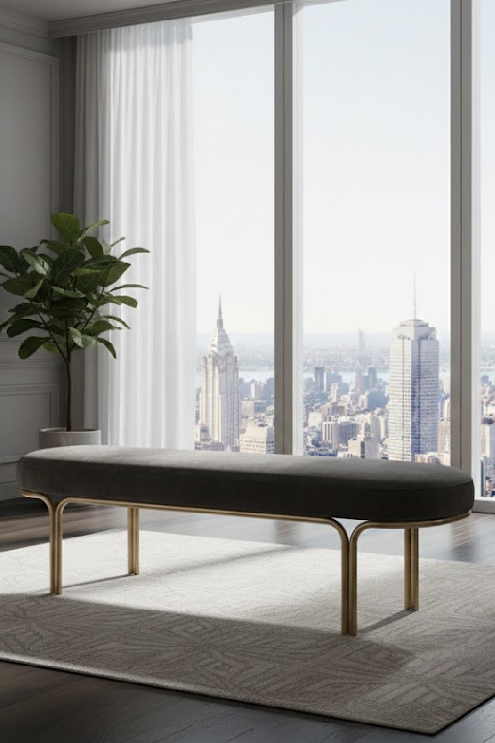 Modern European furniture - Oval Upholstered Bench - www.oroa.com | Oroa.com