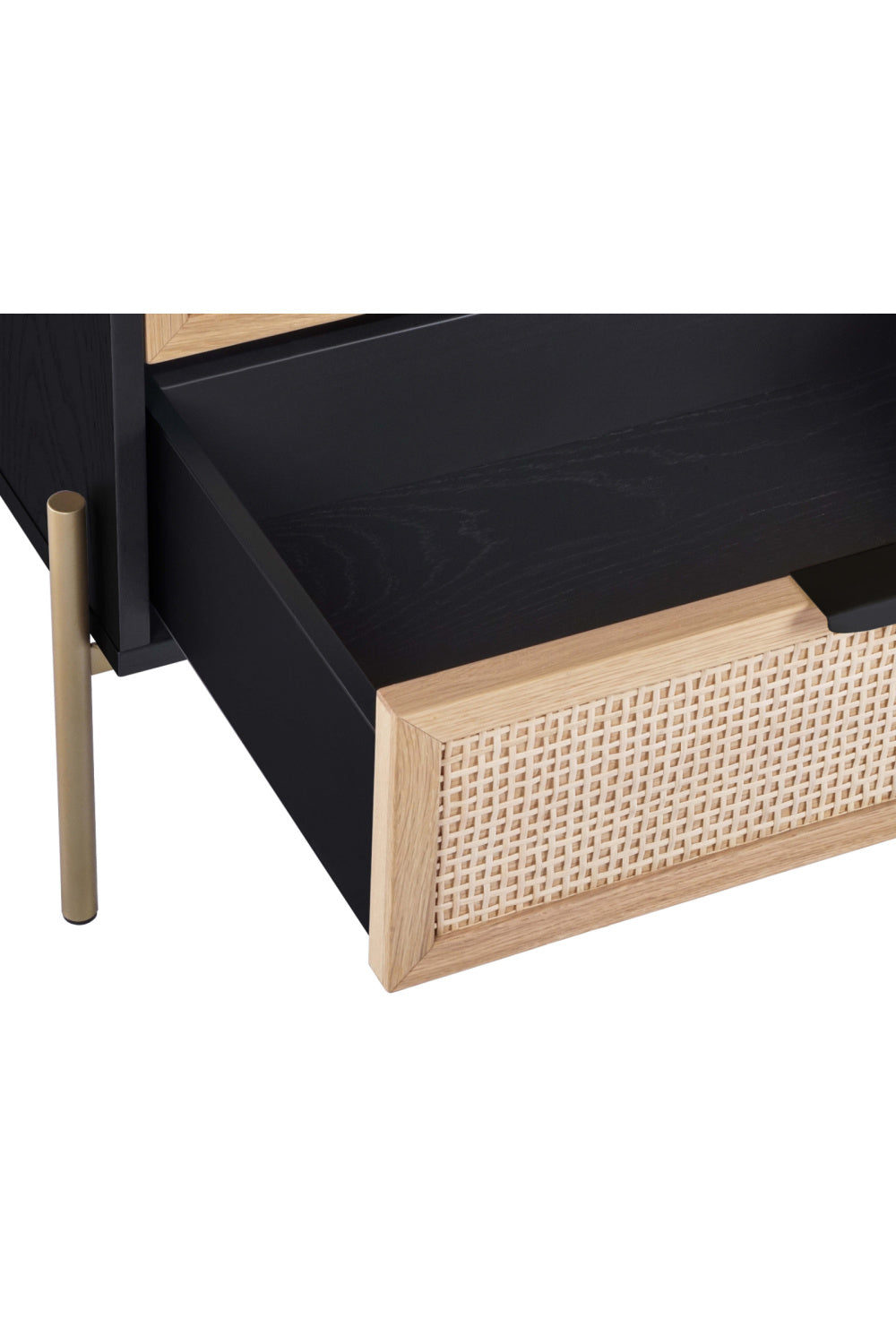 Modern European furniture - Black Oak Nightstand with Rattan Drawers - www.oroa.com
