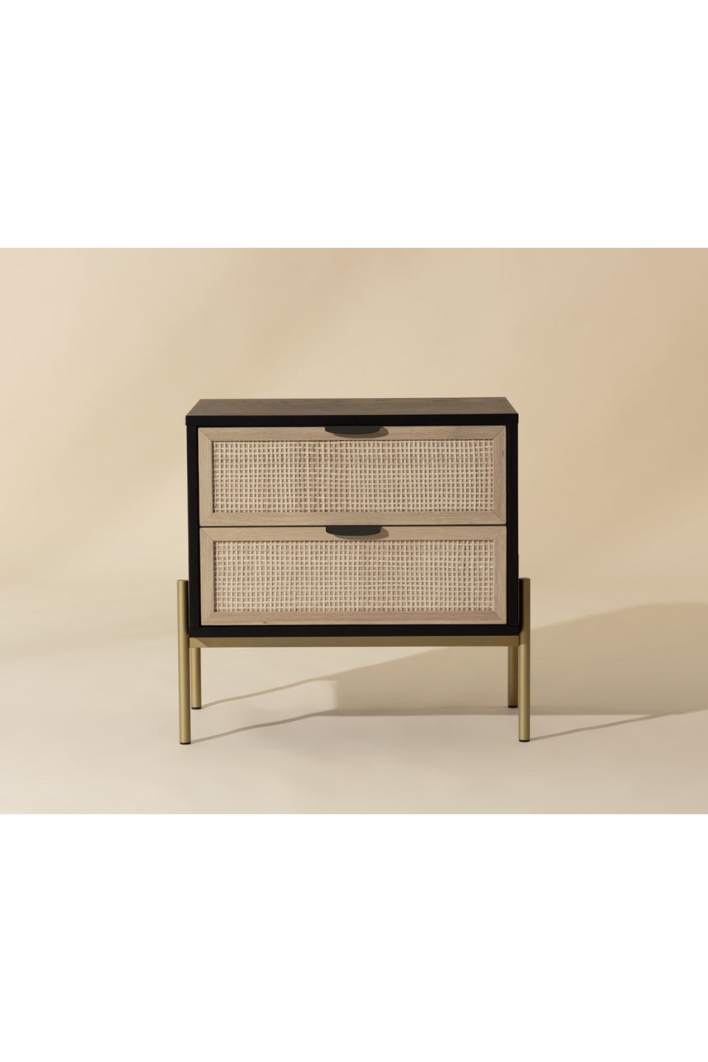 Modern European furniture - Black Oak Nightstand with Rattan Drawers - www.oroa.com