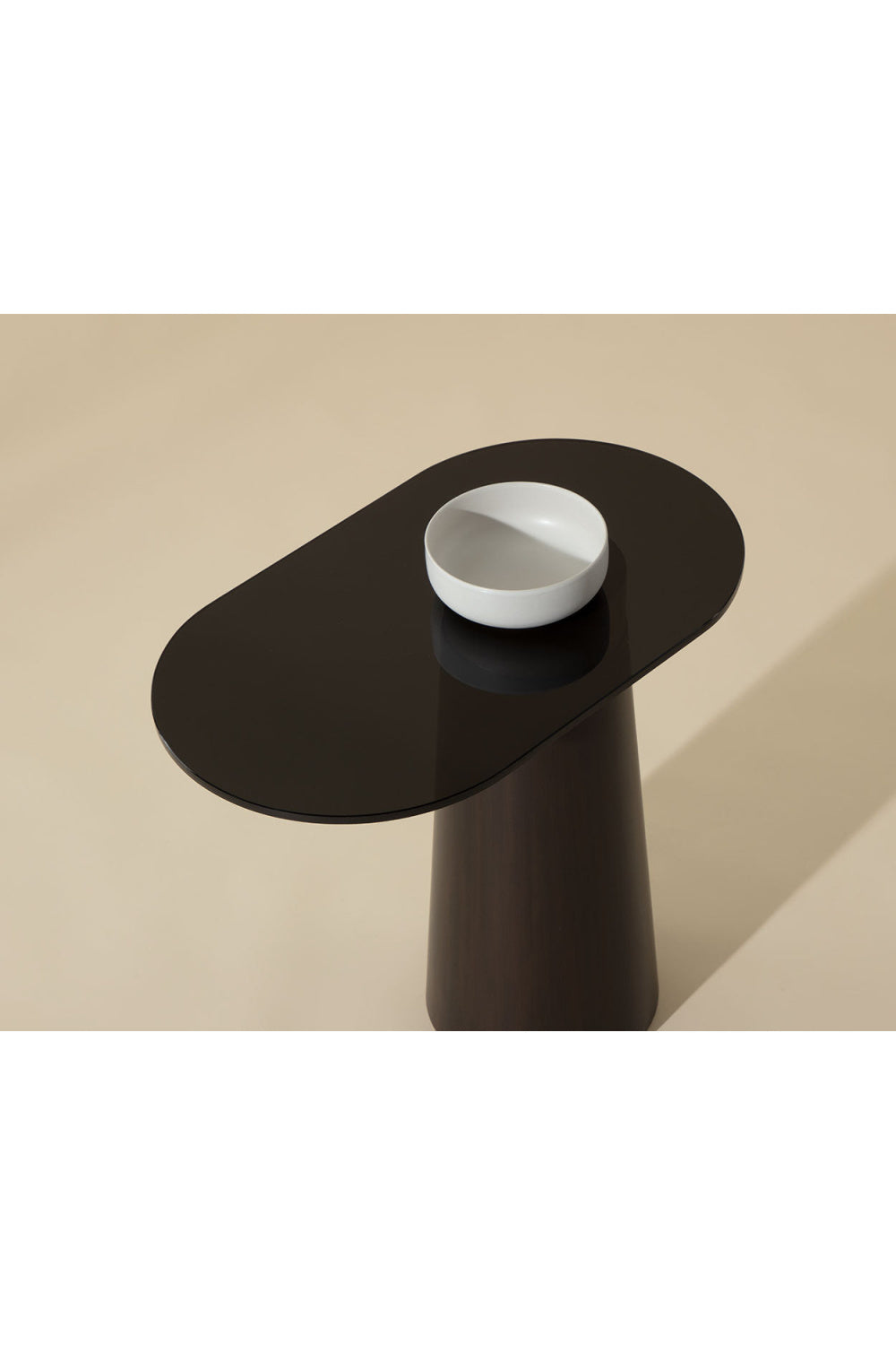 Modern European furniture - Black Glass Oval Side Table - www.oroa.com | Oroa.com