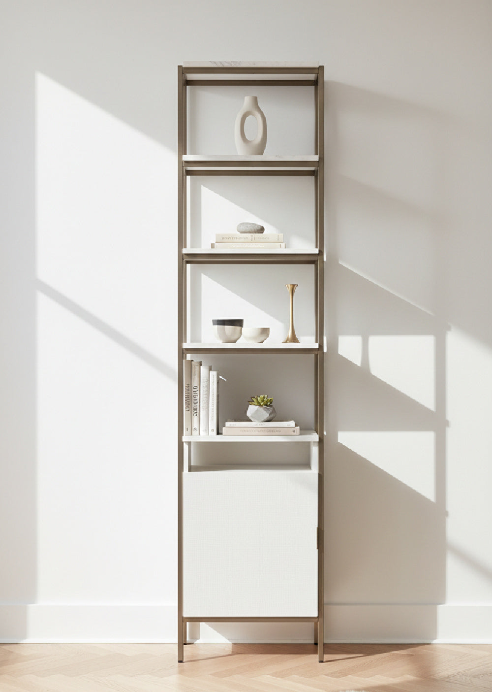 Modern European furniture - Cream Oak Modular Bookcase S - www.oroa.com