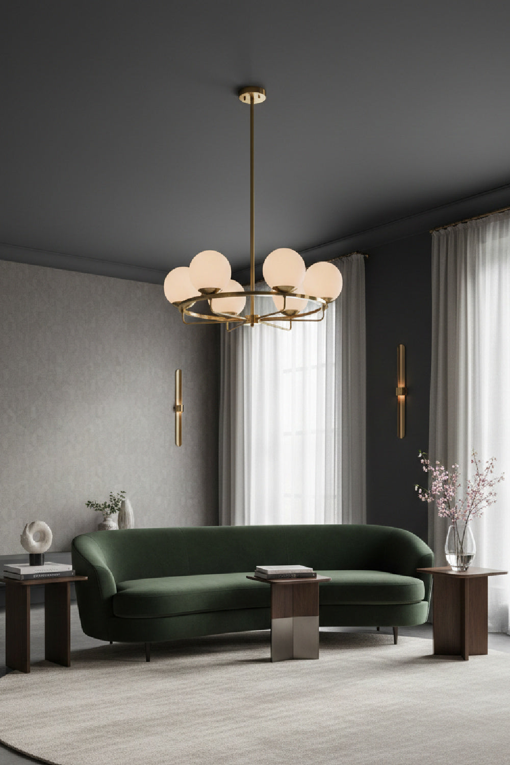 Modern European furniture - Gold Framed White Glass Chandelier - www.oroa.com