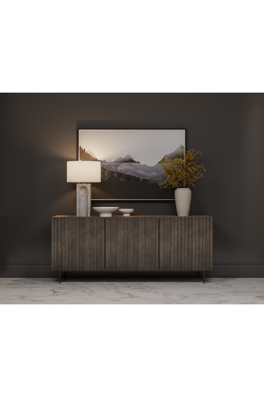 Modern European furniture - Taupe Fluted Wood Sideboard - www.oroa.com | Oroa.com