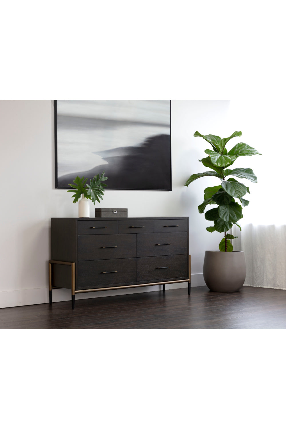 Modern European furniture - Brown Acacia 7-Drawer Dresser - www.oroa.com | Oroa.com