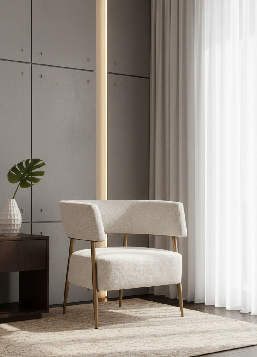 Modern European furniture - Antique Brass Legs Lounge Chair - www.oroa.com | Oroa.com