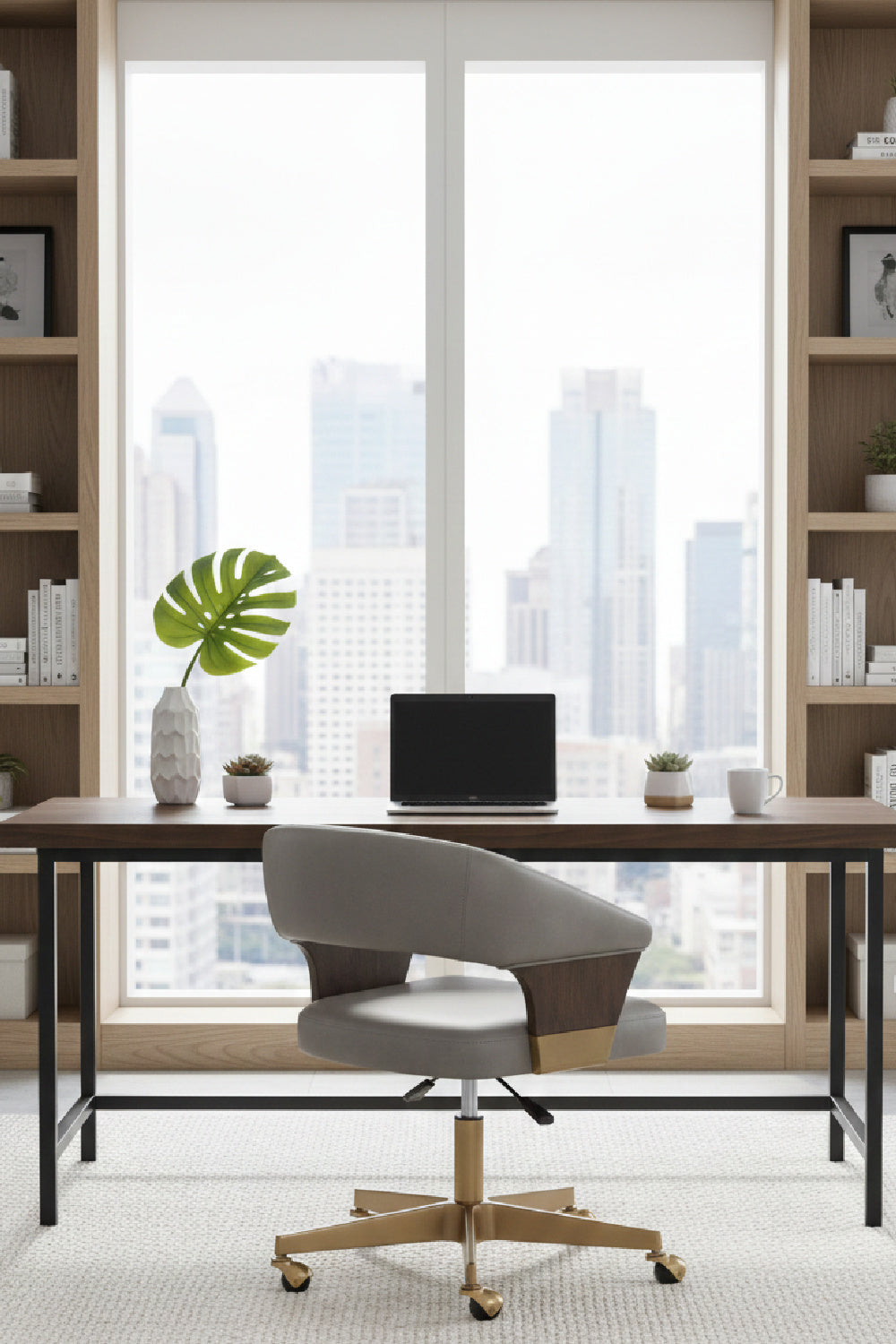 Modern European furniture - Gray Leather Look Office Chair - www.oroa.com | Oroa.com