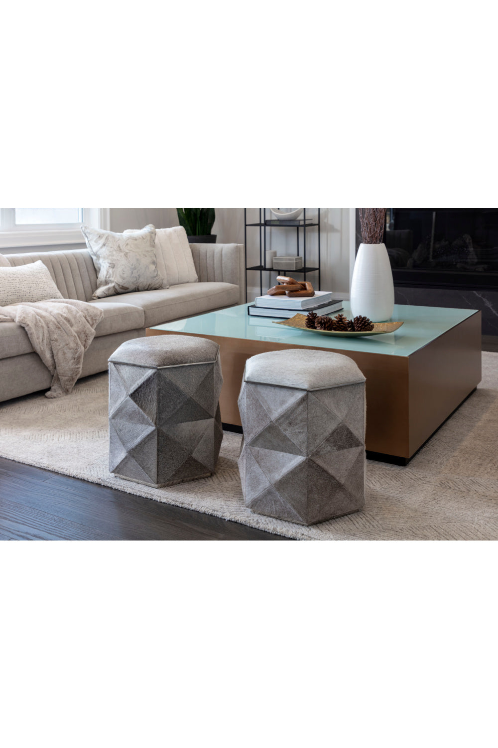 Modern European furniture - Gold Framed Square Coffee Table - www.oroa.com | Oroa.com