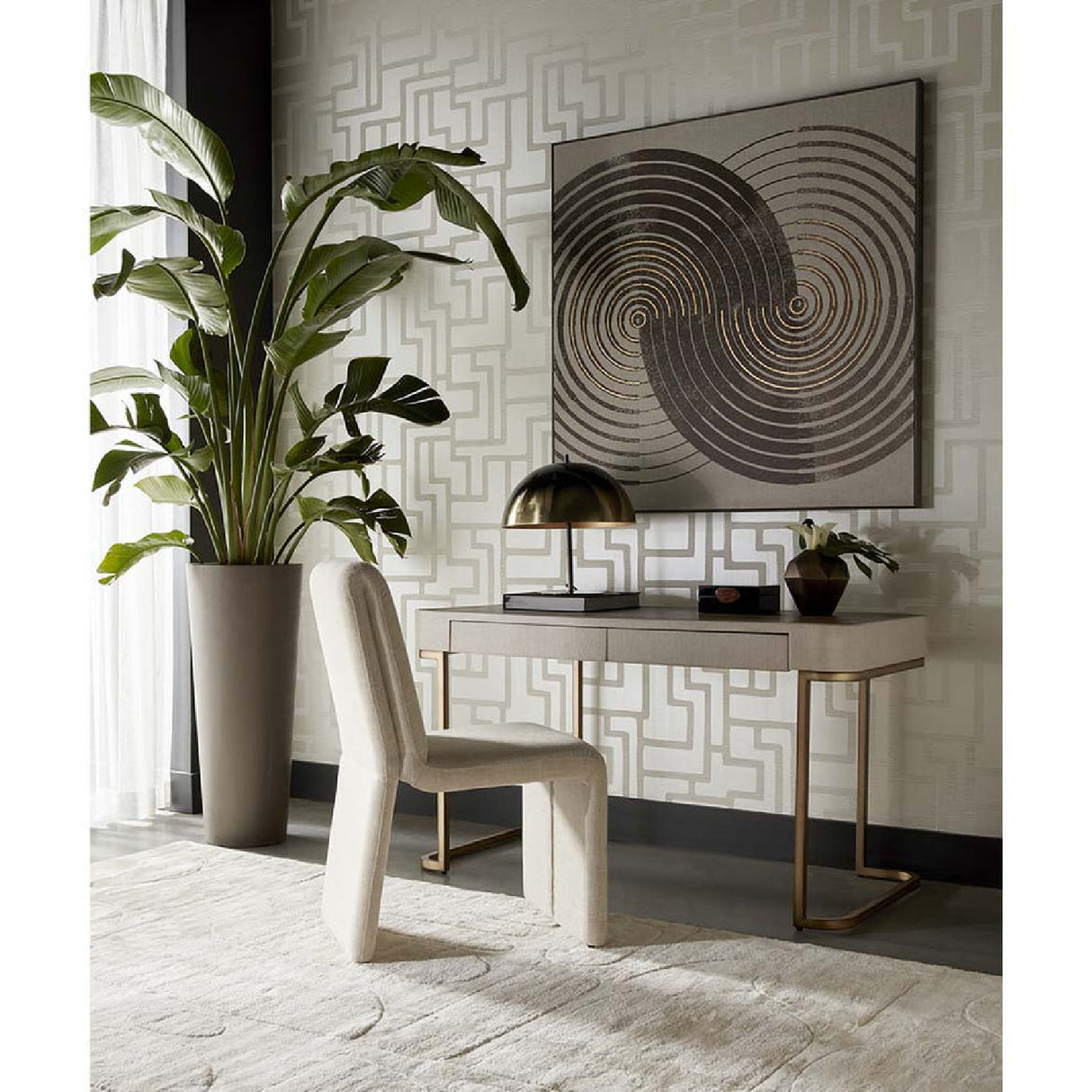 Modern European furniture - Cream Leather Look 2-Drawer Desk - www.oroa.com