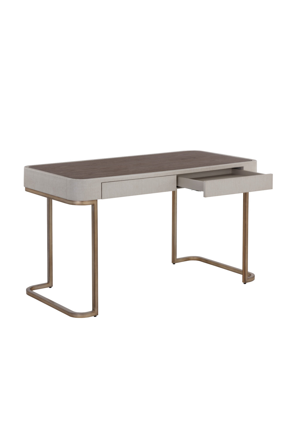 Modern European furniture - Cream Leather Look 2-Drawer Desk - www.oroa.com