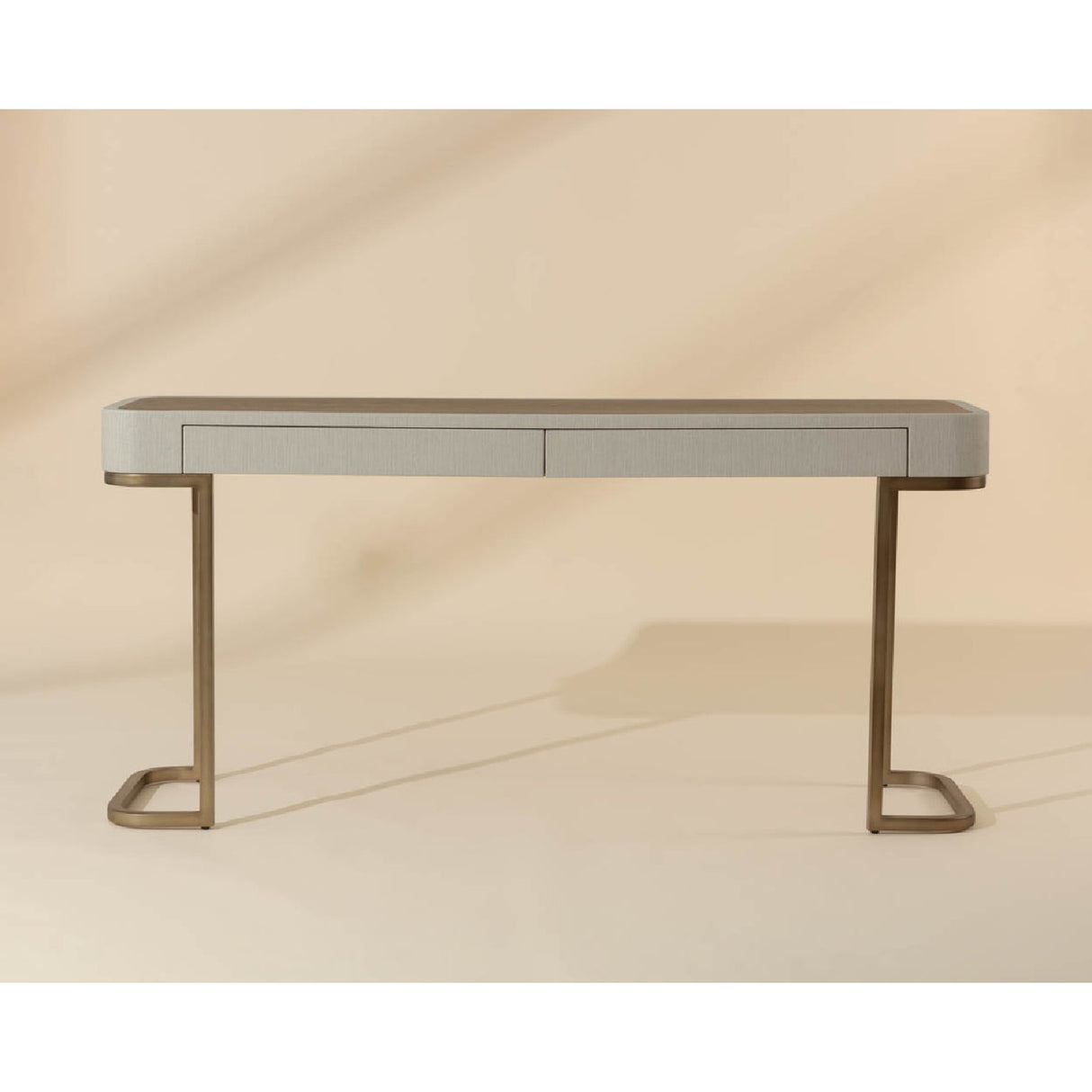 Modern European furniture - Cream Leather 2-Drawer Console Table - www.oroa.com