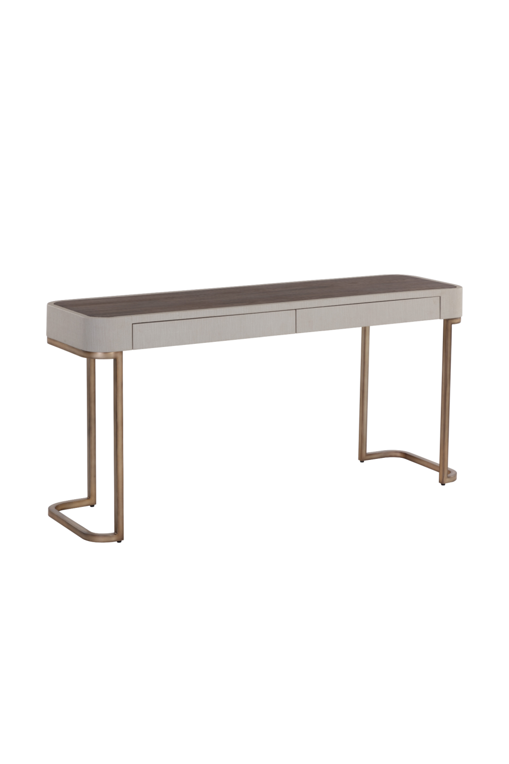 Modern European furniture - Cream Leather 2-Drawer Console Table - www.oroa.com
