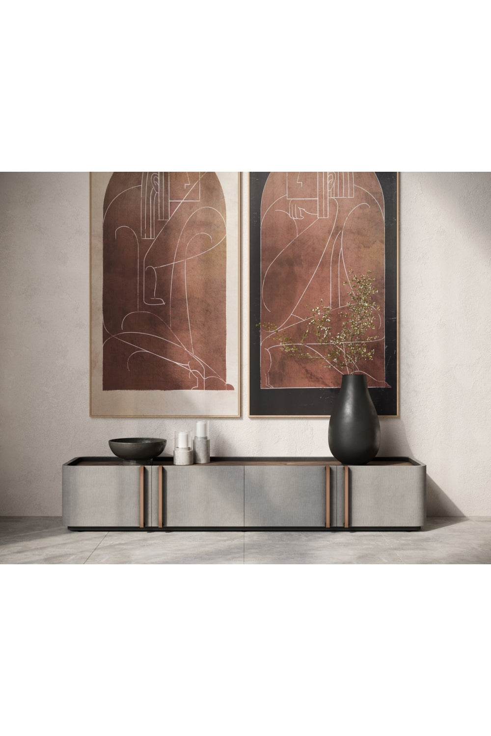 Modern European furniture - Cream Leather 4-Door Storage Cabinet - www.oroa.com | Oroa.com