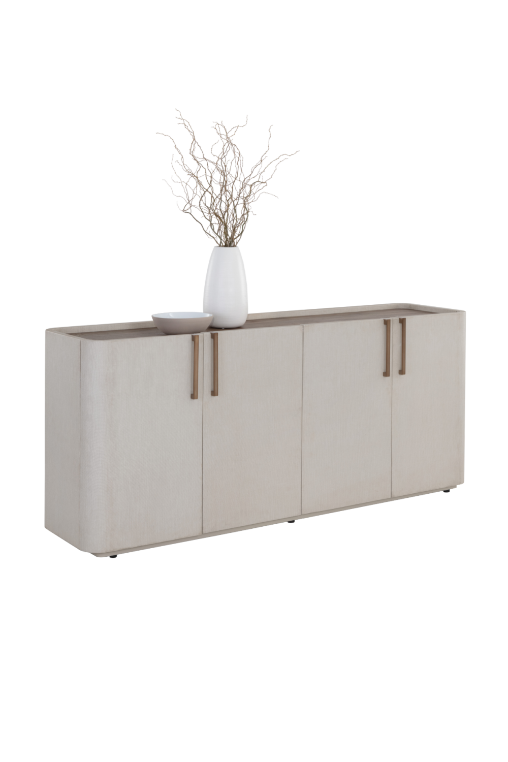 Modern European furniture - Cream Leather 4-Door Sideboard - www.oroa.com