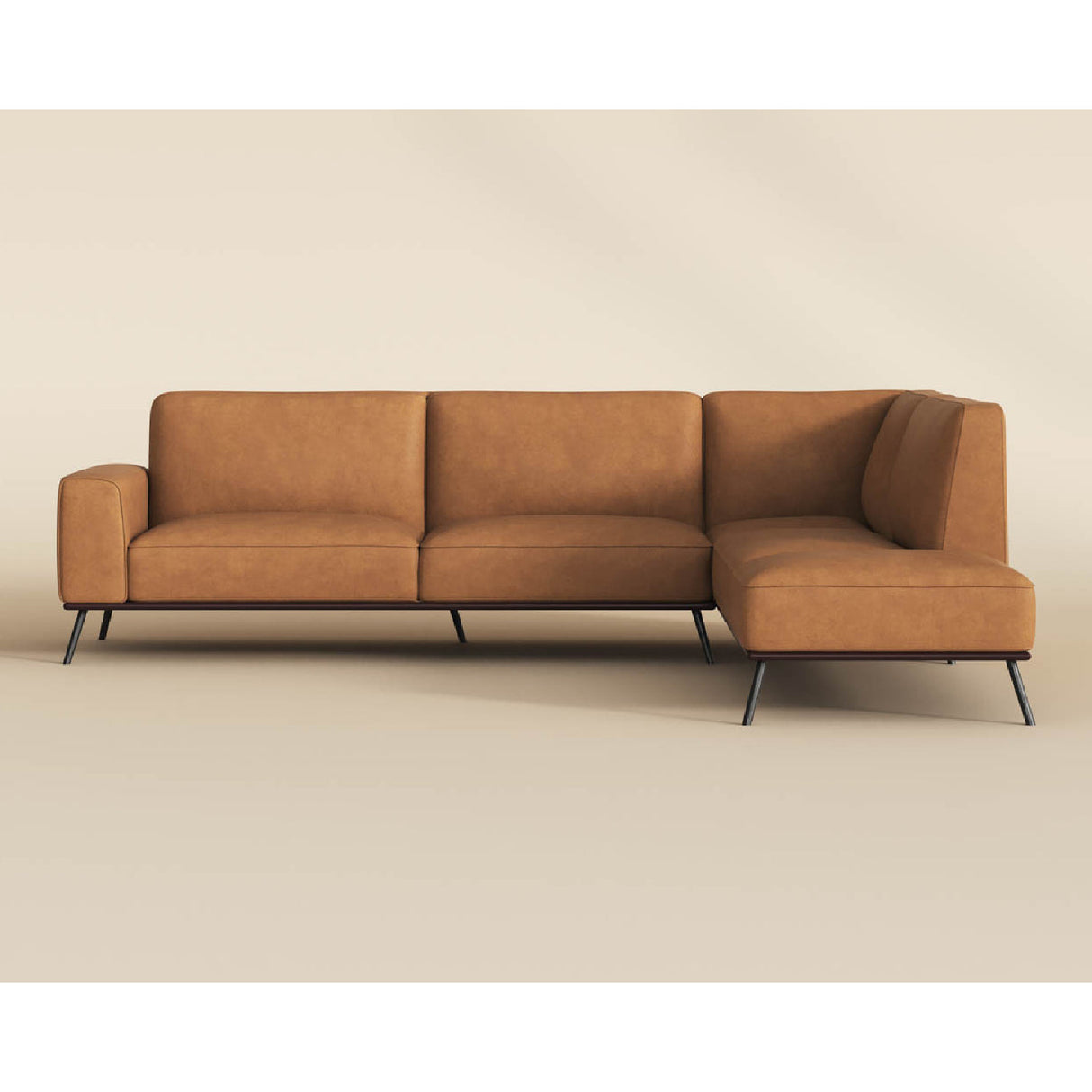 Modern European furniture - Brown Leather Chaise Sofa - www.oroa.com | Oroa.com