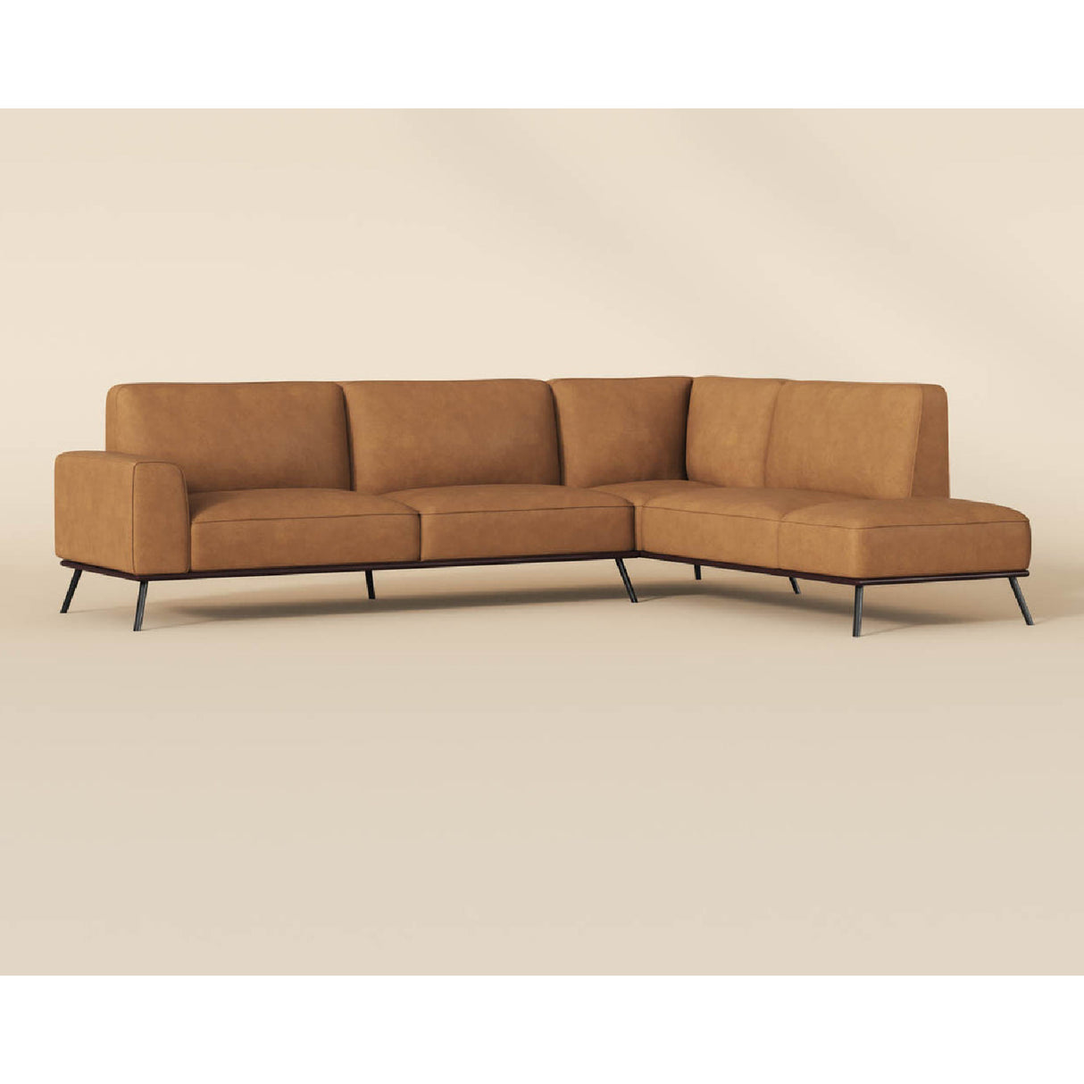 Modern European furniture - Brown Leather Chaise Sofa - www.oroa.com | Oroa.com