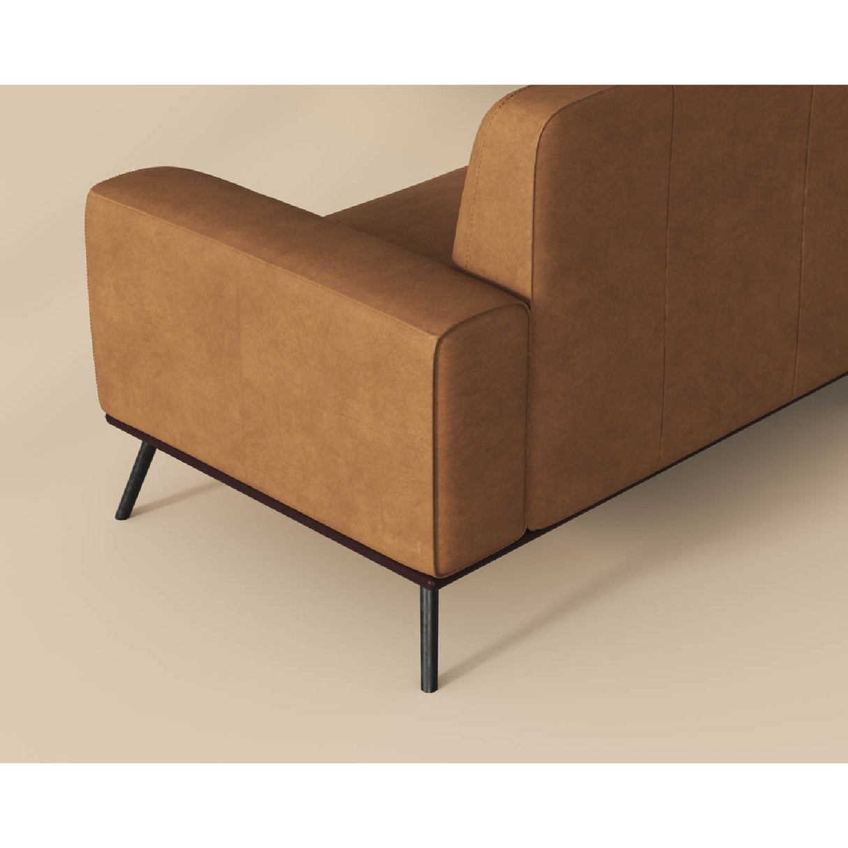 Modern European furniture - Brown Leather Chaise Sofa - www.oroa.com | Oroa.com