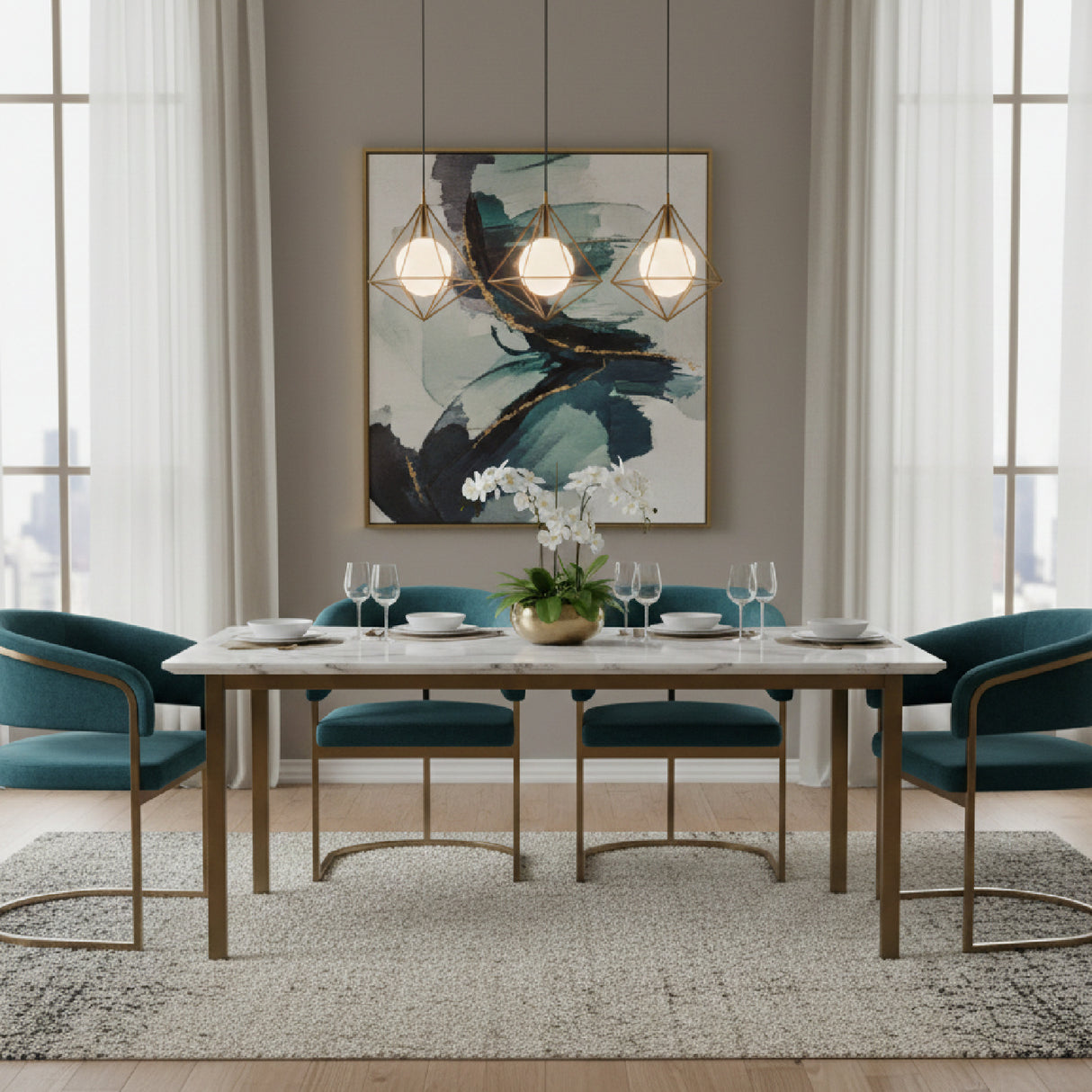 Modern European furniture - Teal Fabric Cantilevered Dining Chair - www.oroa.com | Oroa.com