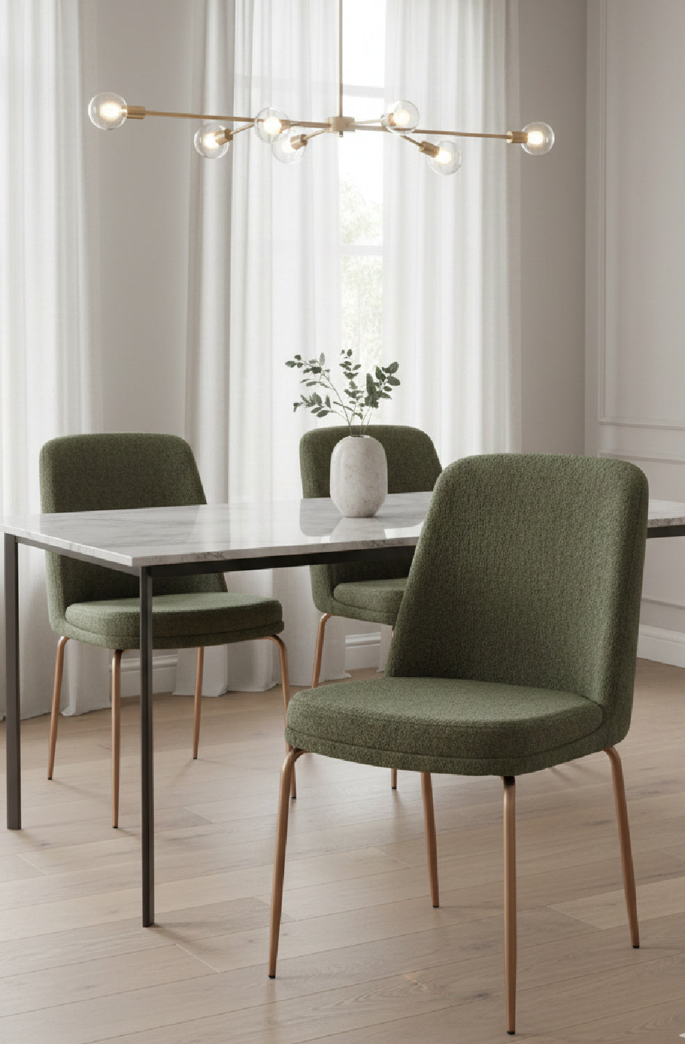 Modern European furniture - Green Fabric Dining Chairs (2) - www.oroa.com | Oroa.com