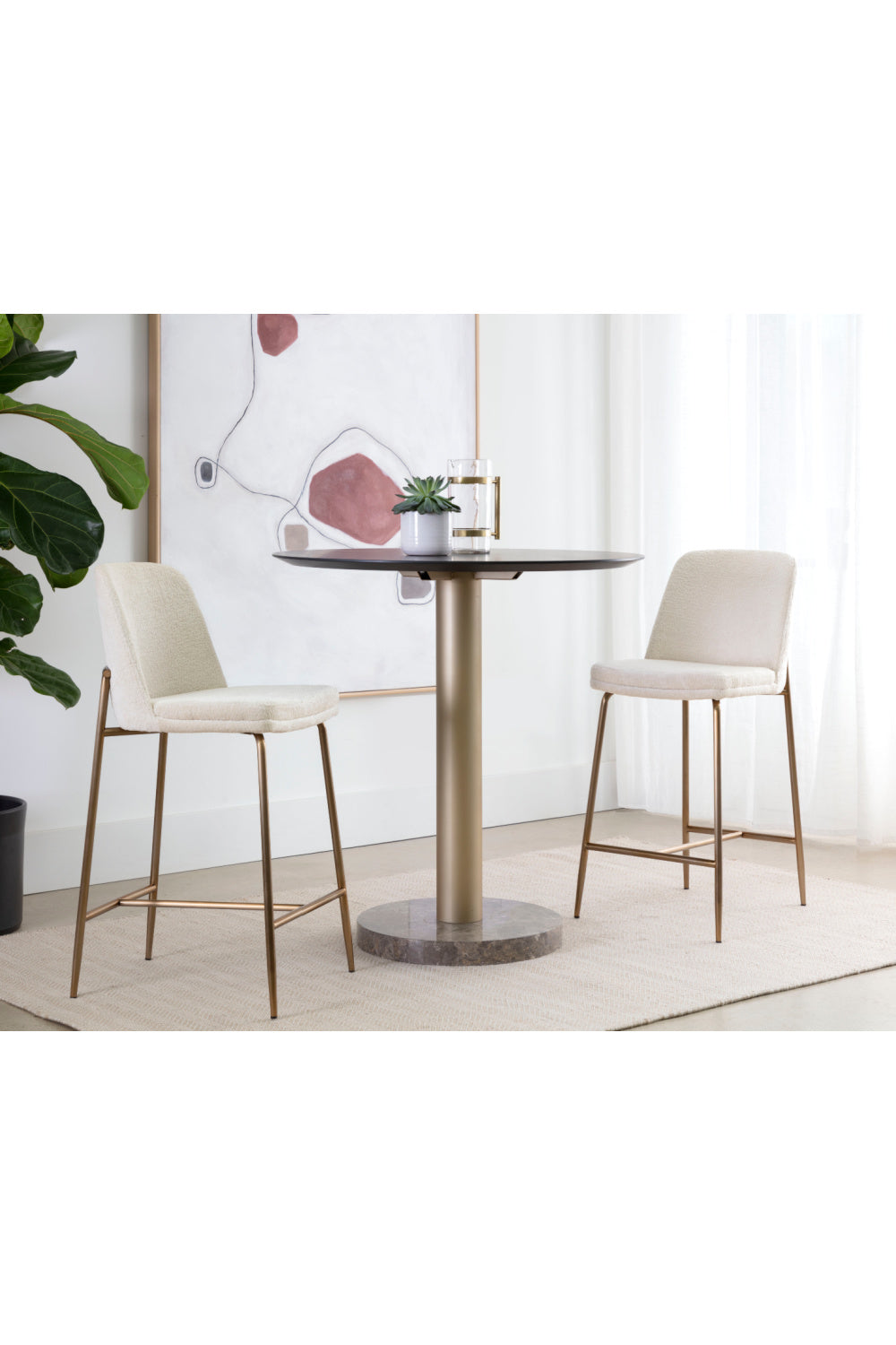Modern European furniture - Antique Brass Fabric Counter Stool - www.oroa.com | Oroa.com