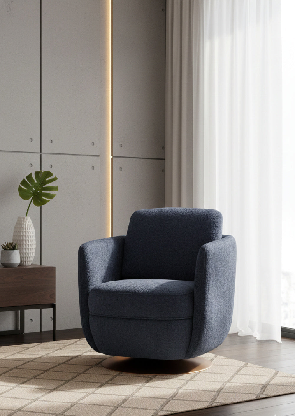 Modern European furniture - Gold Base Swivel Lounge Chair - www.oroa.com | Oroa.com