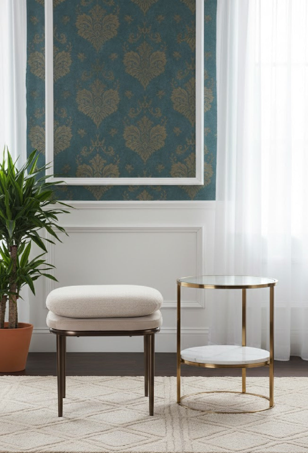 Modern European furniture - Cream Padded Stool - www.oroa.com | Oroa.com