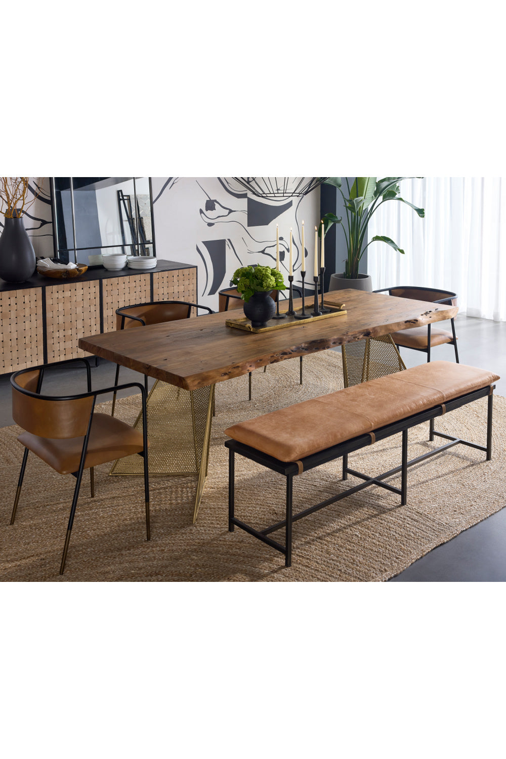 Modern European furniture - Tan Leather Bench - www.oroa.com | Oroa.com