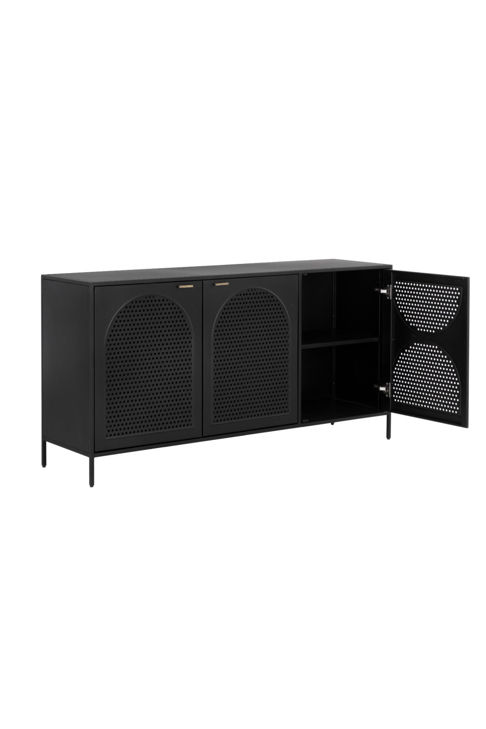 Modern European furniture - Black Perforated Metal 3-Door Sideboard - www.oroa.com | Oroa.com
