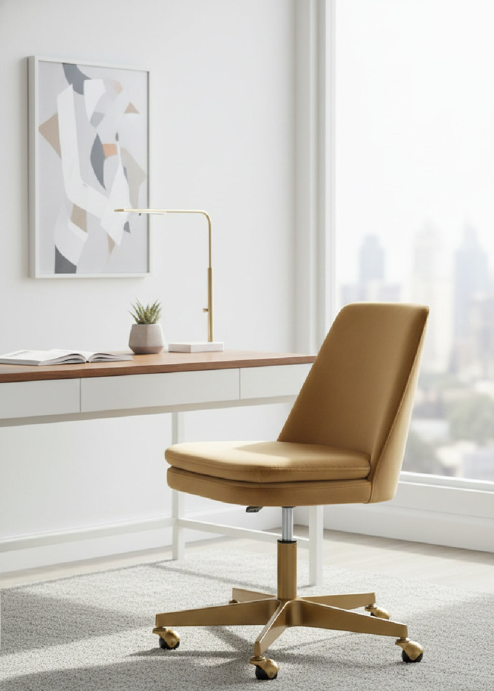 Modern European furniture - Matte Gold Base Office Chair - www.oroa.com | Oroa.com