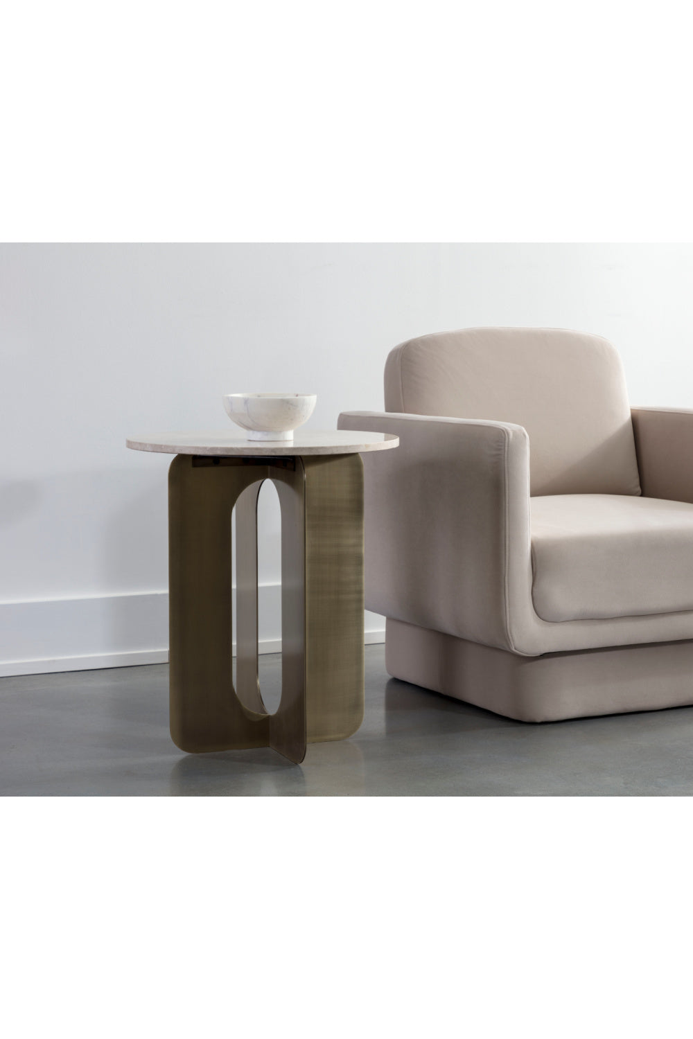 Modern European furniture - Gray Marble Round End Table - www.oroa.com | Oroa.com