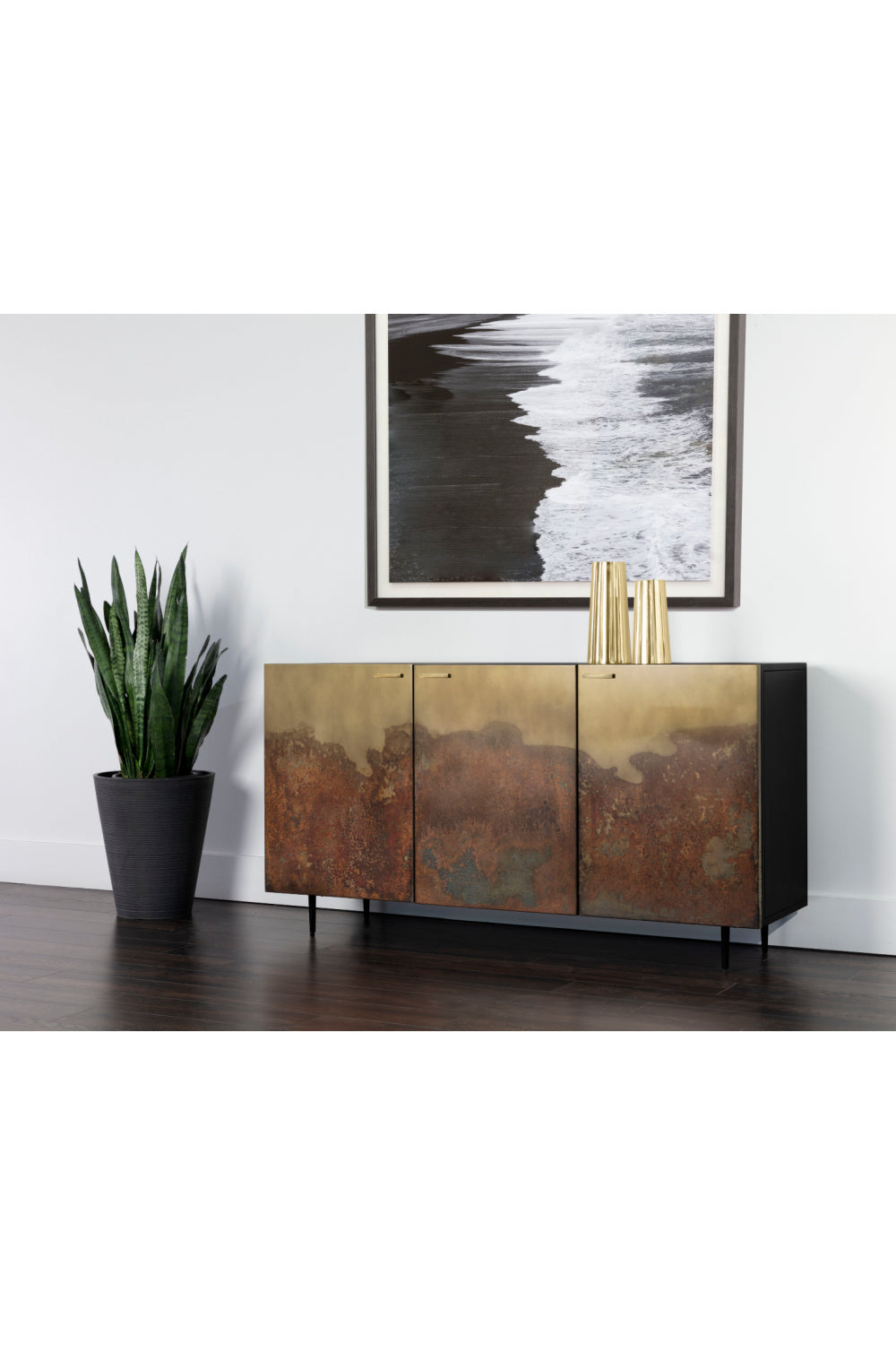 Modern European furniture - Ombre Antique Brass 3-Door Sideboard - www.oroa.com | Oroa.com