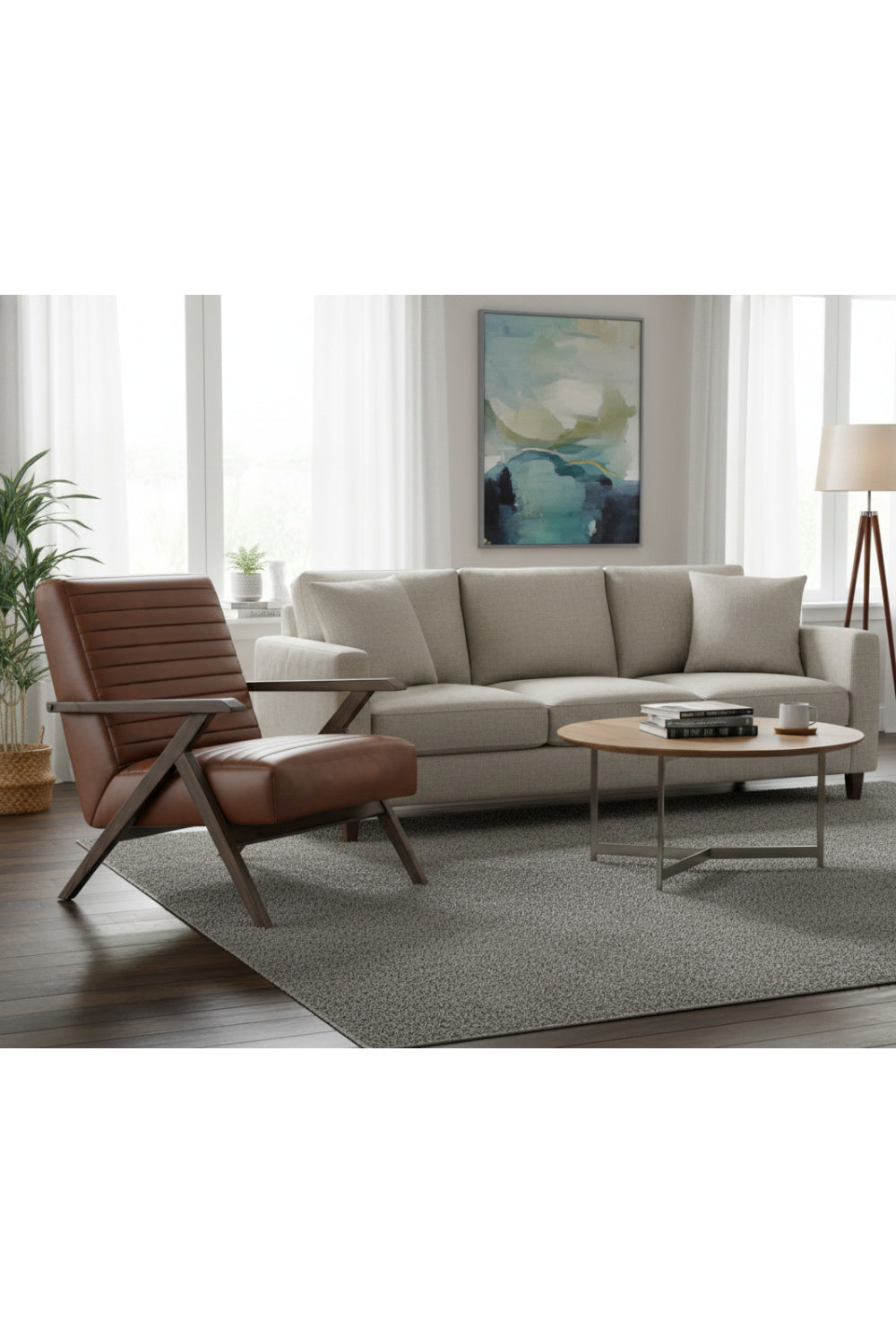 Modern European furniture - Brown Leather Channeled Lounge Chair - www.oroa.com | Oroa.com