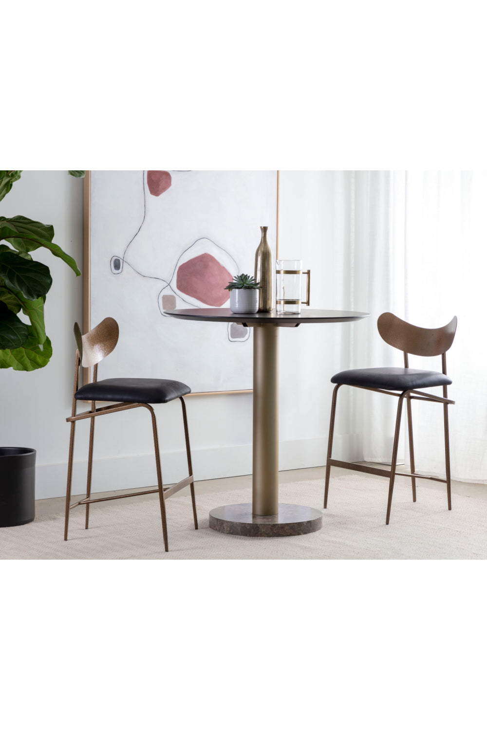 Modern European furniture - Antique Brass Back Counter Stool - www.oroa.com